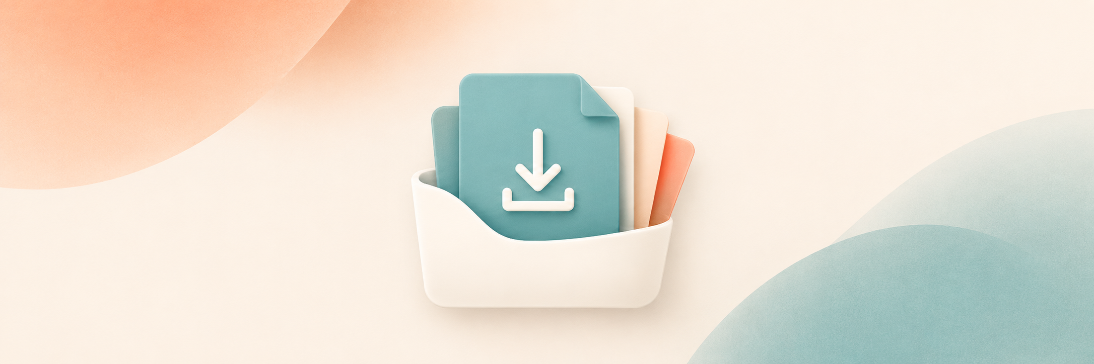 Teal download folder with coral and cream resource documents.