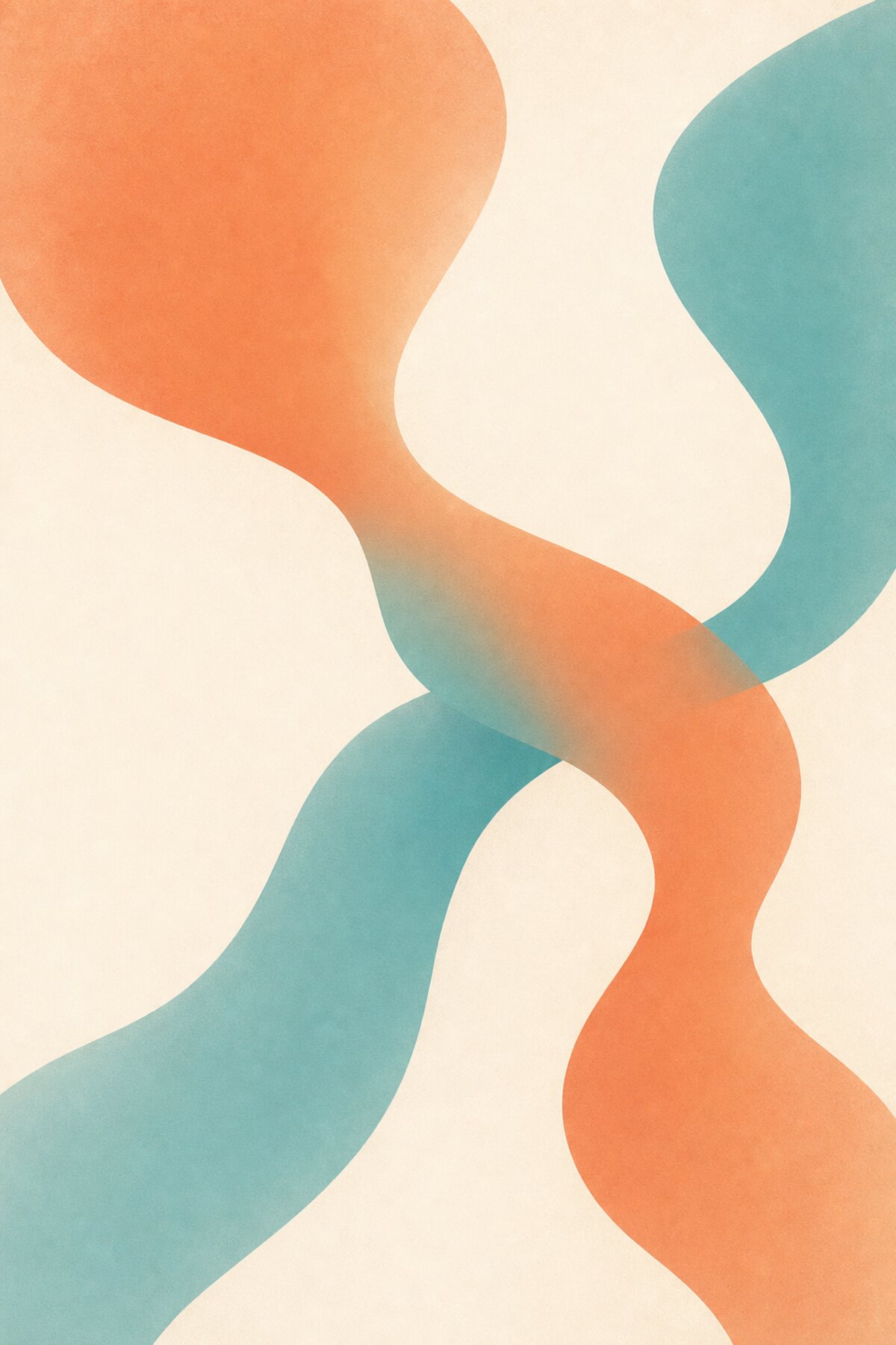 Coral and teal abstract shapes representing community learning.